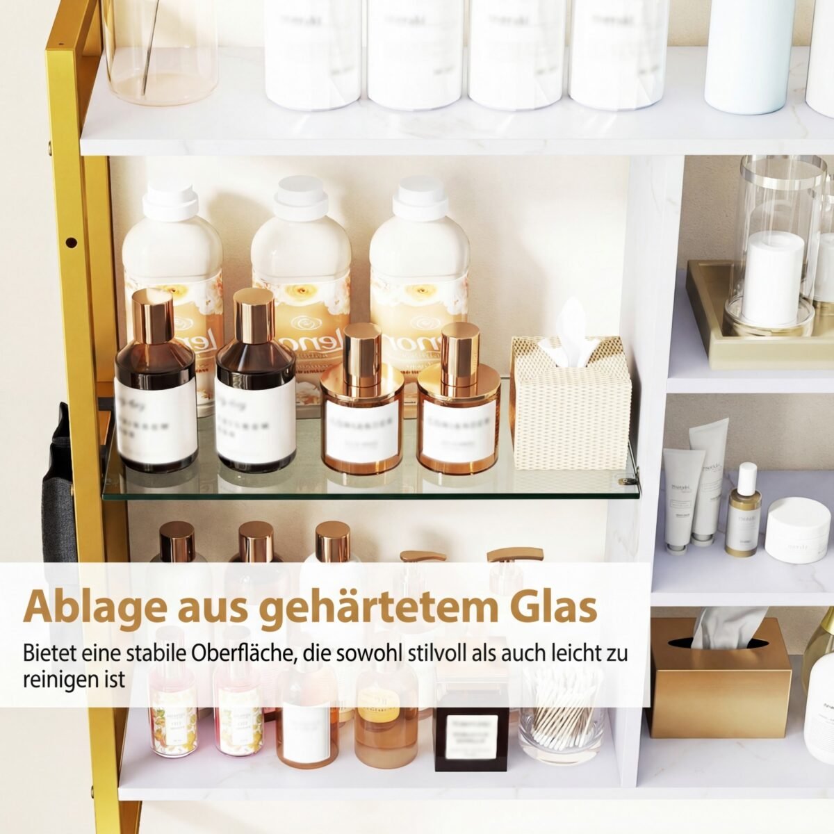 Moderni 6-lygių pakabinama lentyna su S-kabliais ir šonine kišene (Balta) – Paveikslėlis 4