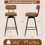 Modernūs besisukantys baro krėslai su paminkštintais atlošais (2 vnt.) (Ruda) – Paveikslėlis 2