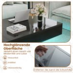 Modernus kavos staliukas su LED apšvietimu 3 stalčiais ir aukšto blizgesio apdaila (Juoda) – Paveikslėlis 5