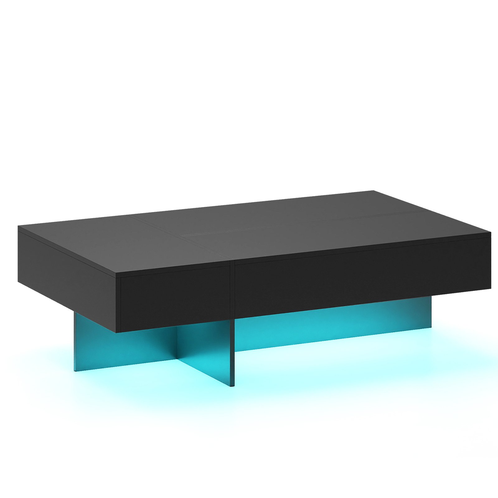 Modernus kavos staliukas su LED apšvietimu 3 stalčiais ir aukšto blizgesio apdaila (Juoda) Modernus kavos staliukas su LED apšvietimu 3 stalčiais ir aukšto blizgesio apdaila (Juoda)