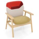 Modernus minkštas krėslas su tvirtu mediniu rėmu (Įvairiaspalvė)