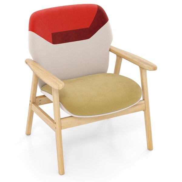 Modernus minkštas krėslas su tvirtu mediniu rėmu (Įvairiaspalvė)