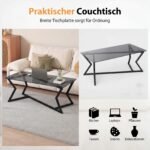 Modernus stačiakampis kavos staliukas su grūdinto stiklo viršumi (Juoda) – Paveikslėlis 3