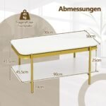 Modernus stačiakampis kavos staliukas su sukepinto akmens stalviršiu ir 2 pakopų saugykla (Balta) – Paveikslėlis 2