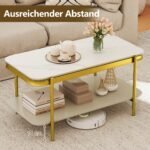 Modernus stačiakampis kavos staliukas su sukepinto akmens stalviršiu ir 2 pakopų saugykla (Balta) – Paveikslėlis 5