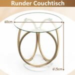 Modernus stiklinis kavos staliukas su geometriniu metaliniu rėmu (Auksinė) – Paveikslėlis 2