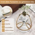 Modernus stiklinis kavos staliukas su geometriniu metaliniu rėmu (Auksinė) – Paveikslėlis 4