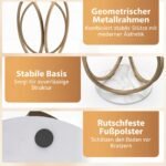 Modernus stiklinis kavos staliukas su geometriniu metaliniu rėmu (Auksinė) – Paveikslėlis 5