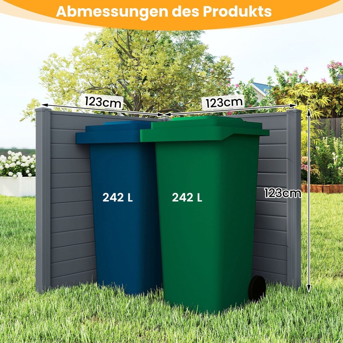 Modulinė lauko privatumo tvora su metaliniais įžeminimo kuolais (Pilka) – Paveikslėlis 2