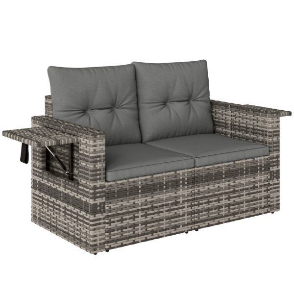 Modulinė dvivietė rotango sofa su ištraukiamais šoniniais staliukais