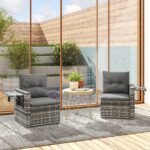 Modulinė dvivietė rotango sofa su ištraukiamais šoniniais staliukais – Paveikslėlis 9