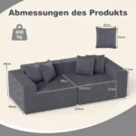 Modulinė dvivietė sofa su giliu sėdimuoju ir patogiomis rankenomis (Pilka) – Paveikslėlis 5