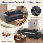 Modulinė dvivietė sofa su giliu sėdimuoju ir patogiomis rankenomis (Pilka) – Paveikslėlis 3