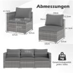 Modulinis 3 dalių sodo sofų komplektas iš PE ratano (Pilka) – Paveikslėlis 2