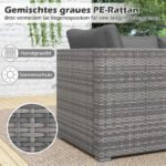 Modulinis 3 dalių sodo sofų komplektas iš PE ratano (Pilka) – Paveikslėlis 3