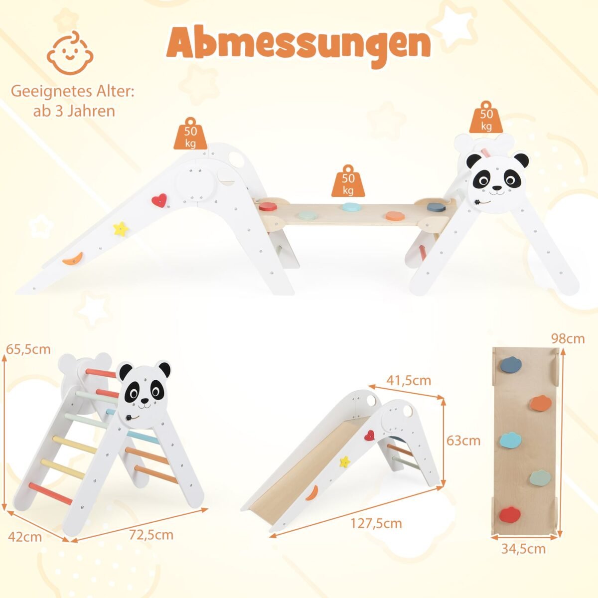 Montessori sulankstomas medinis kopimo rinkinys su pandos motyvu (Balta) – Paveikslėlis 5