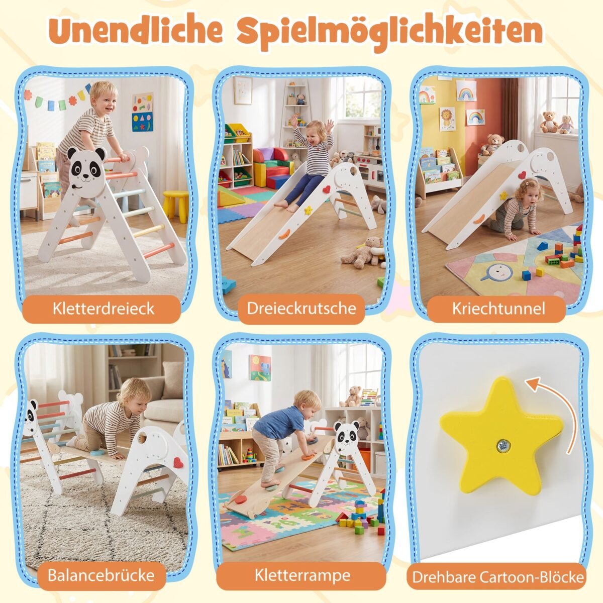 Montessori sulankstomas medinis kopimo rinkinys su pandos motyvu (Balta) – Paveikslėlis 4