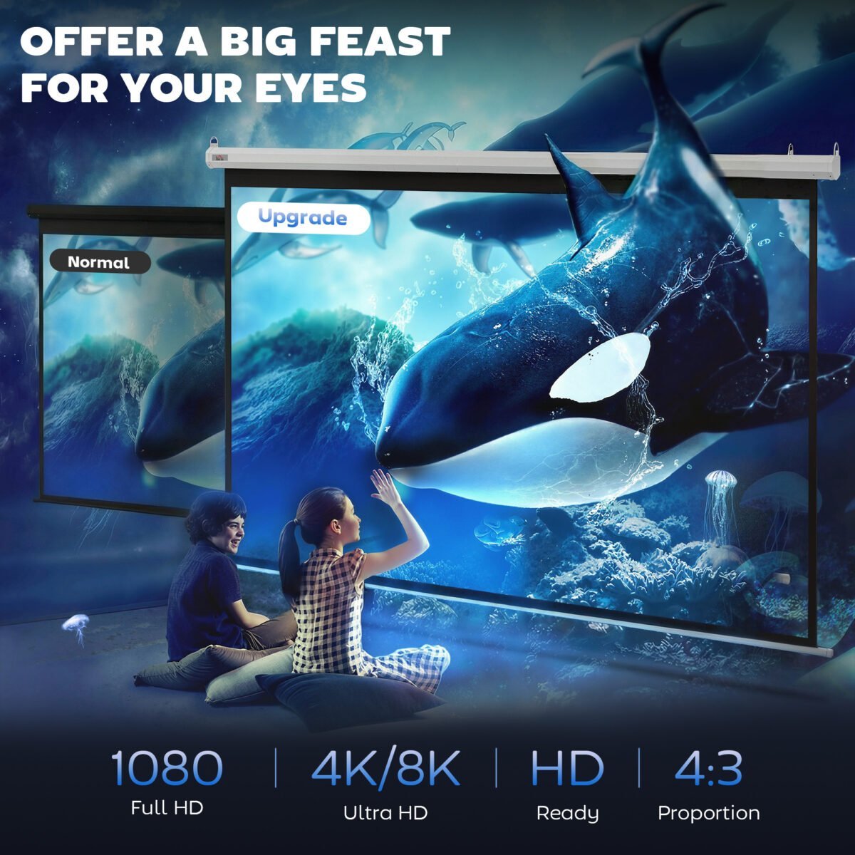 Motorizuotas projektoriaus ekranas 100 colių (4:3 formatas) – Paveikslėlis 4