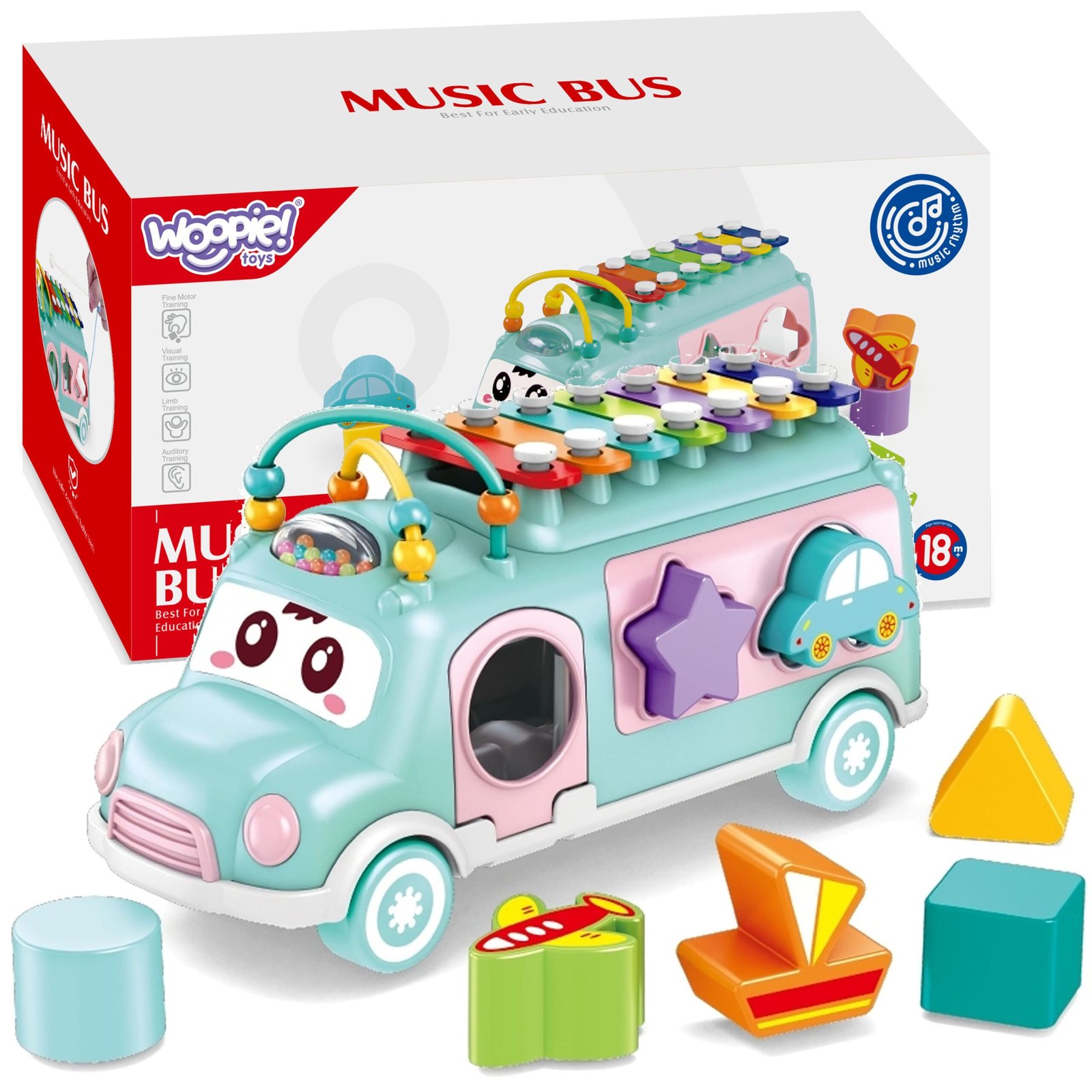 Muzikinė mašinėlė-rūšiuoklė su cimbolais žalia