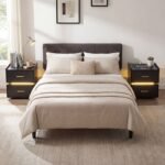 Naktinis staliukas su LED apšvietimu ir įkrovimo stotele (Juoda) – Paveikslėlis 3