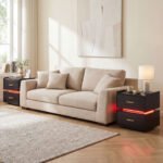 Naktinis staliukas su LED apšvietimu ir įkrovimo stotele (Juoda) – Paveikslėlis 5