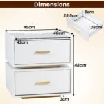 Naktinių staliukų komplektas su integruotu LED apšvietimu ir įkrovimo stotele (Balta) – Paveikslėlis 2