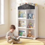 Namelio formos vaikiška knygų lentyna su kreidine rašymo lenta (Balta) – Paveikslėlis 3