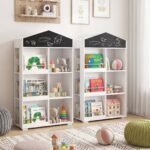 Namelio formos vaikiška knygų lentyna su kreidine rašymo lenta (Balta) – Paveikslėlis 4