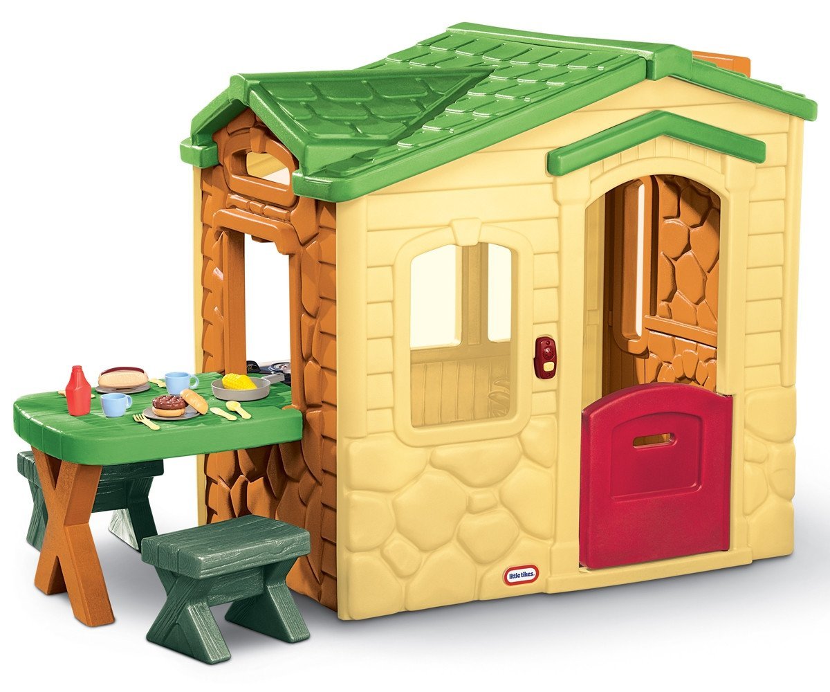 Natūralaus stiliaus pikniko namelis su terasa ir interaktyviu skambučiu