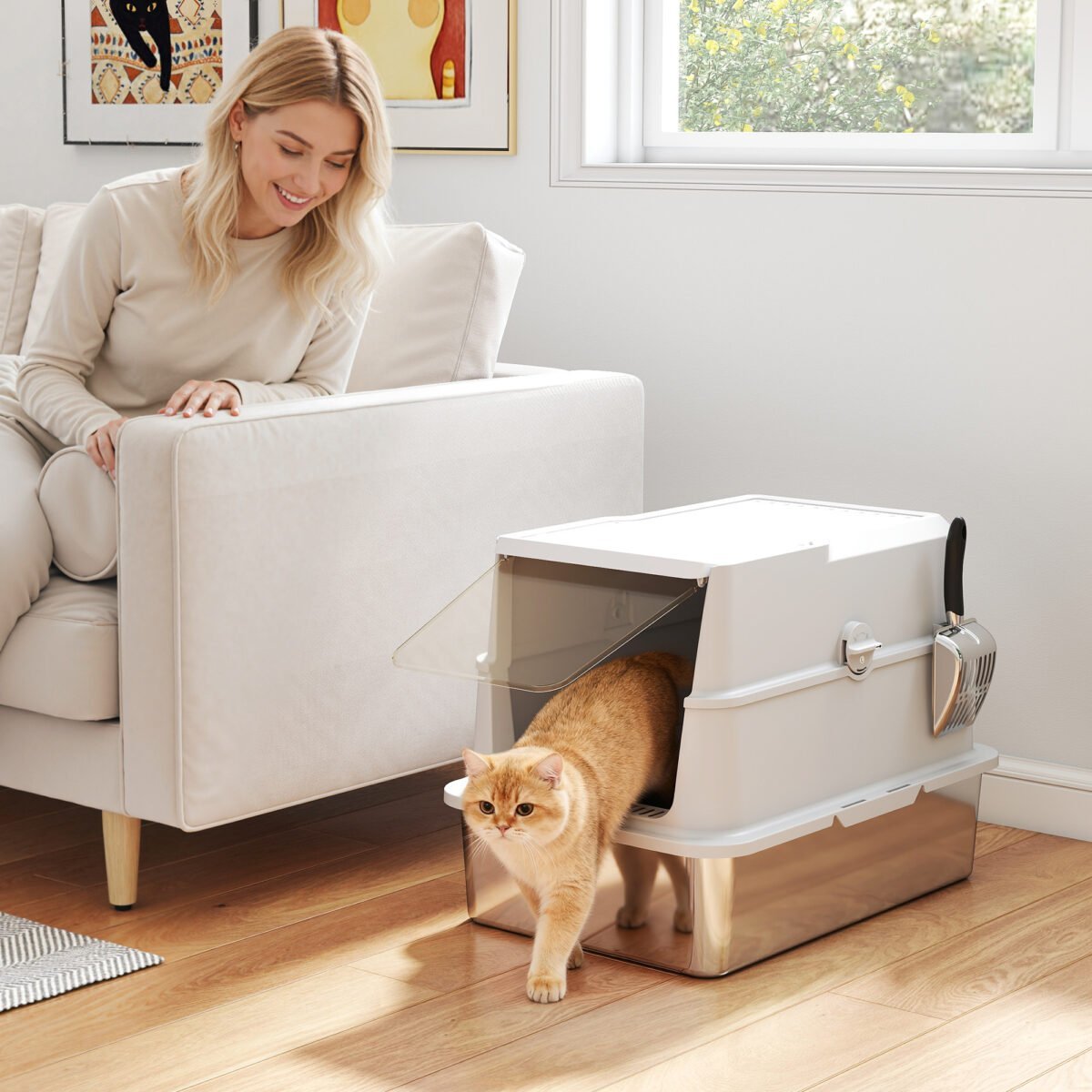 Nerūdijančio plieno kačių tualetas XL dydis – Paveikslėlis 2