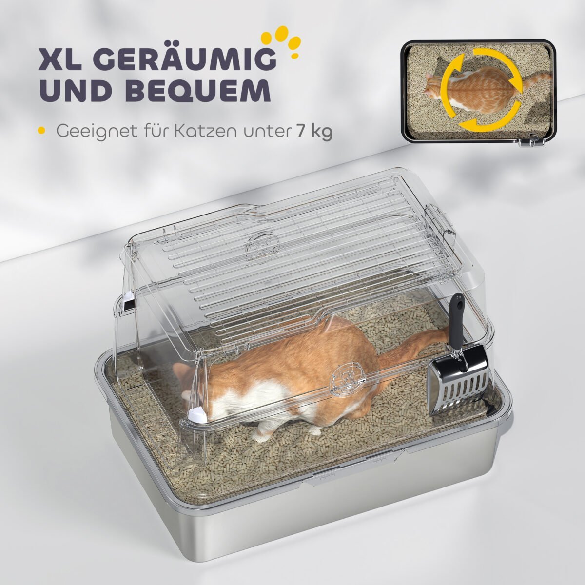 Nerūdijančio plieno kačių tualetas XL dydis – Paveikslėlis 5