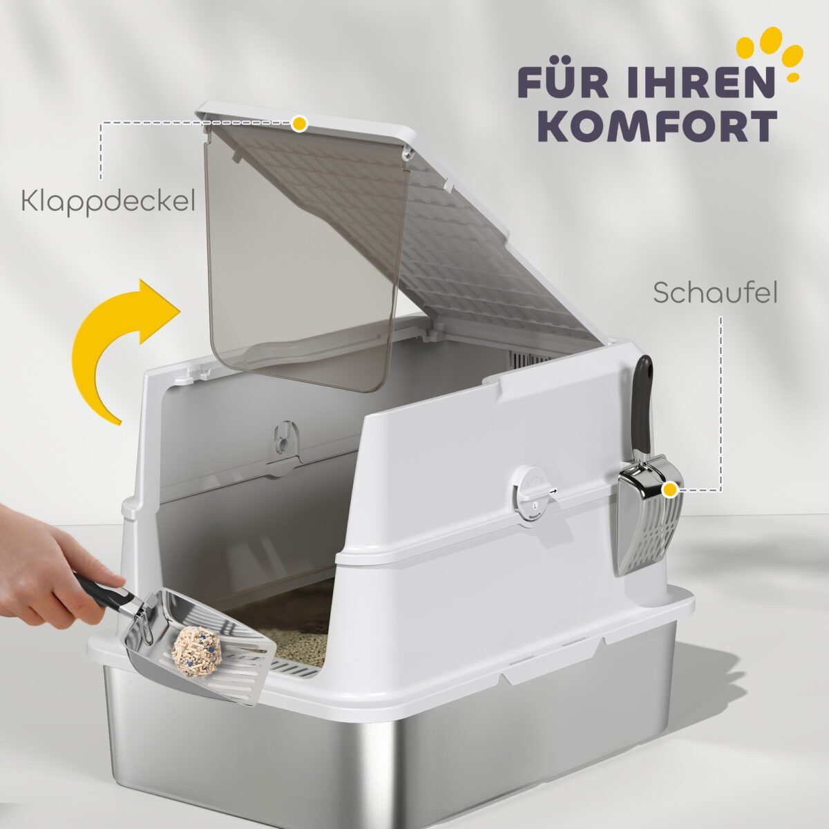 Nerūdijančio plieno kačių tualetas XL dydis – Paveikslėlis 7