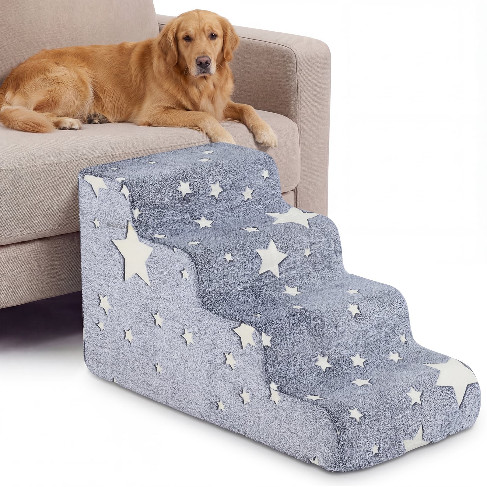 Neslystantys 3 pakopų šunų laiptai su švytinčiais elementais (Pilka)