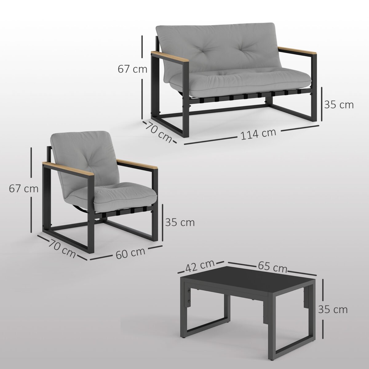 Oro sąlygoms atsparus 4 vietų lauko baldų komplektas – Paveikslėlis 3