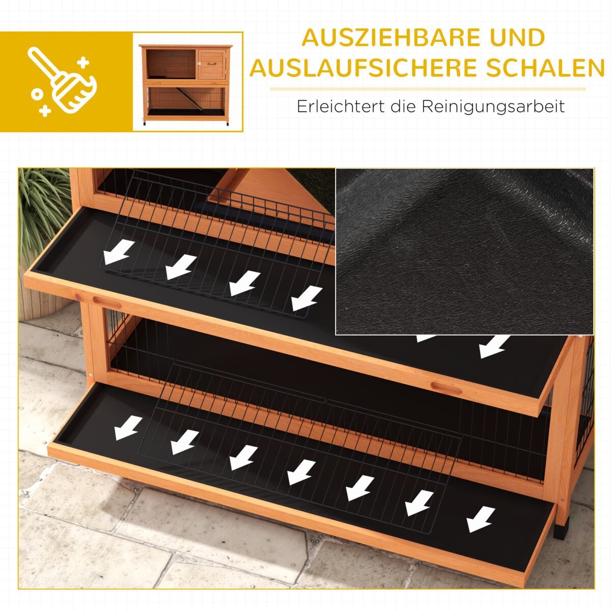 Oro sąlygoms atsparus triušių namelis su 2 išimamais padėklais – Paveikslėlis 6