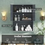 Pakabinama vonios spintelė su 2 durelėmis ir reguliuojama lentyna (Pilka) – Paveikslėlis 4