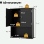 Pakabinama vonios spintelė su atvira niša ir reguliuojama lentyna (Juoda) – Paveikslėlis 2