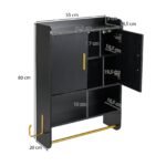 Pakabinama vonios spintelė su dvejomis durelėmis ir reguliuojamomis lentynomis (Juoda)