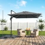 Pakabinamas skėtis nuo saulės, 244 cm skersmens, su 360° pasukimu ir pildomais pagrindo svoriais – Paveikslėlis 3