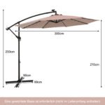 Pakabinamas sodo skėtis su LED apšvietimu ir reguliuojamu pasvirimu (Šviesiai ruda)