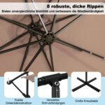 Pakabinamas sodo skėtis su LED apšvietimu ir reguliuojamu pasvirimu (Šviesiai ruda) – Paveikslėlis 3