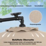 Pakabinamas sodo skėtis su saulės LED apšvietimu ir pasvirimo funkcija (Smėlio) – Paveikslėlis 5