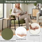 Paminkštintas krėslas su porankiais ir metaliniu rėmu (Žalia) – Paveikslėlis 4