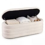 Paminkštintas suoliukas su talpia daiktadėže (Balta)