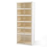 Pastatoma 6 aukštų batų spintelė su magnetinėmis durelėmis (Balta)