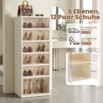 Pastatoma 6 aukštų batų spintelė su magnetinėmis durelėmis (Balta) – Paveikslėlis 5