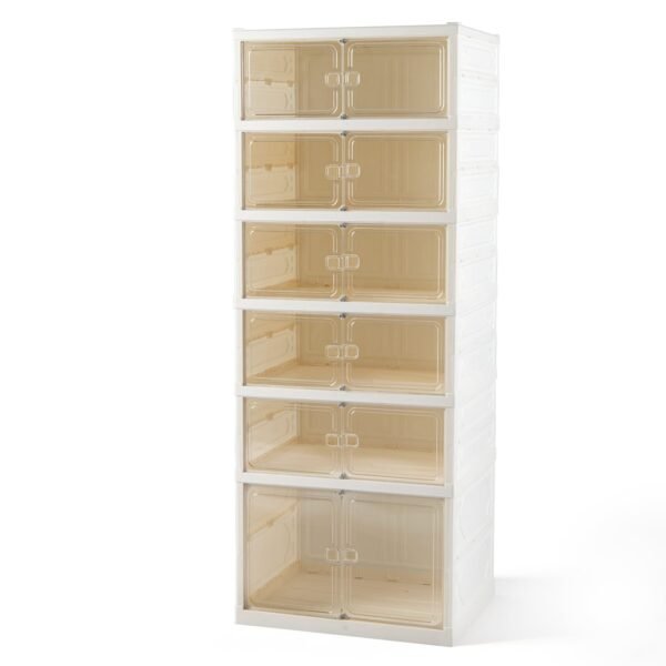 Pastatoma 6 aukštų batų spintelė su magnetinėmis durelėmis (Balta)