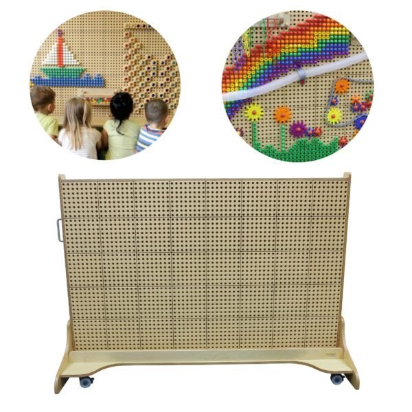 Pastatoma medinė lavinamoji lenta su ratukais STEM konstrukcijoms 166 x 125 cm