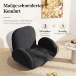 Pasukamas ir sulankstomas grindų krėslas su reguliuojamu atlošu (Juoda) – Paveikslėlis 3