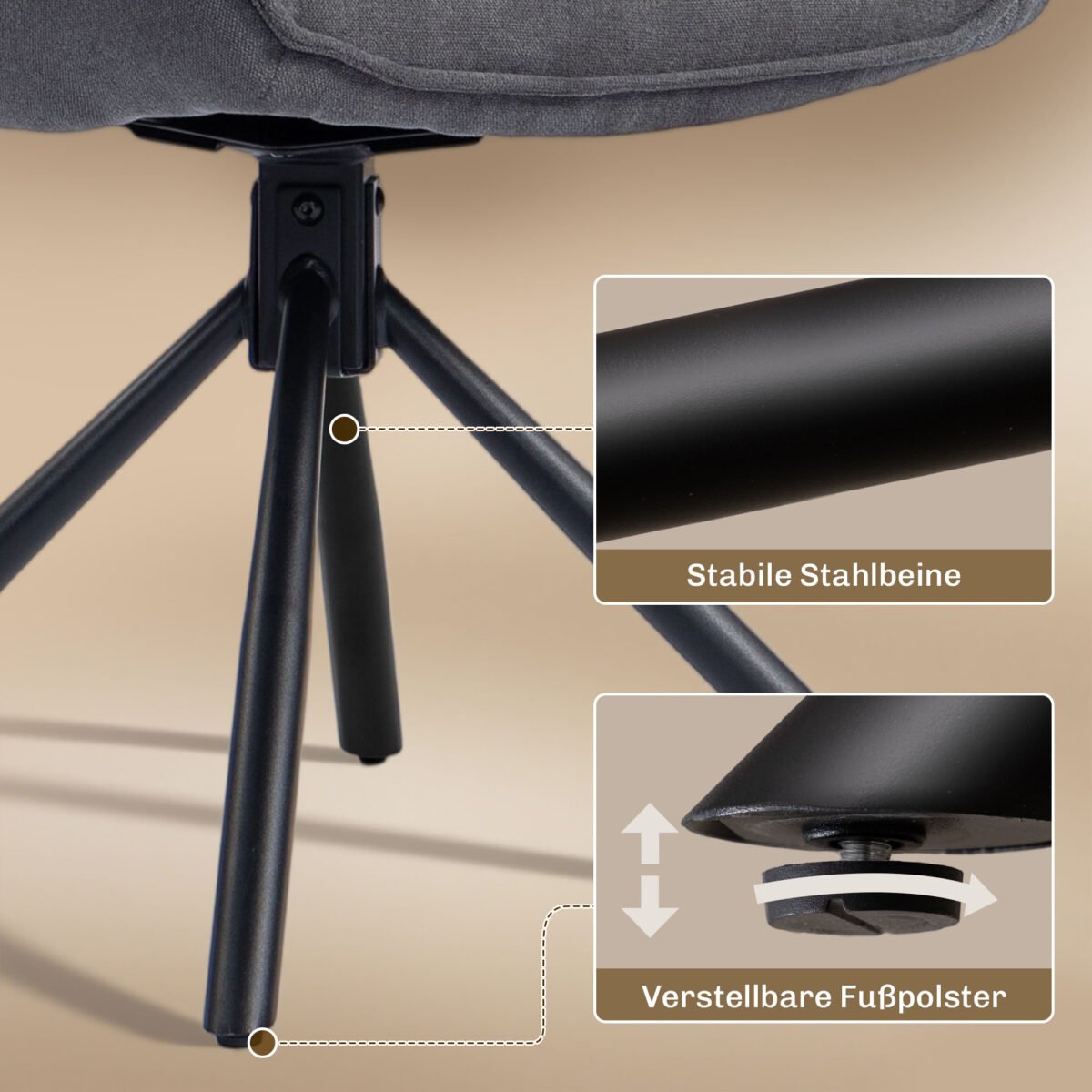 Pasukamos valgomojo kėdės su porankiais ir minkštais apmušalais 2 vnt. – Paveikslėlis 7